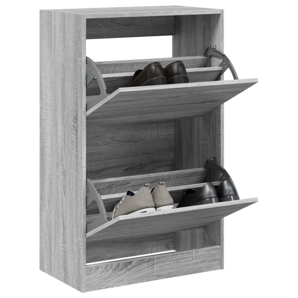 vidaXL Shoe Cabinet Grey Sonoma 60x34x96.5 cm Engineered Wood