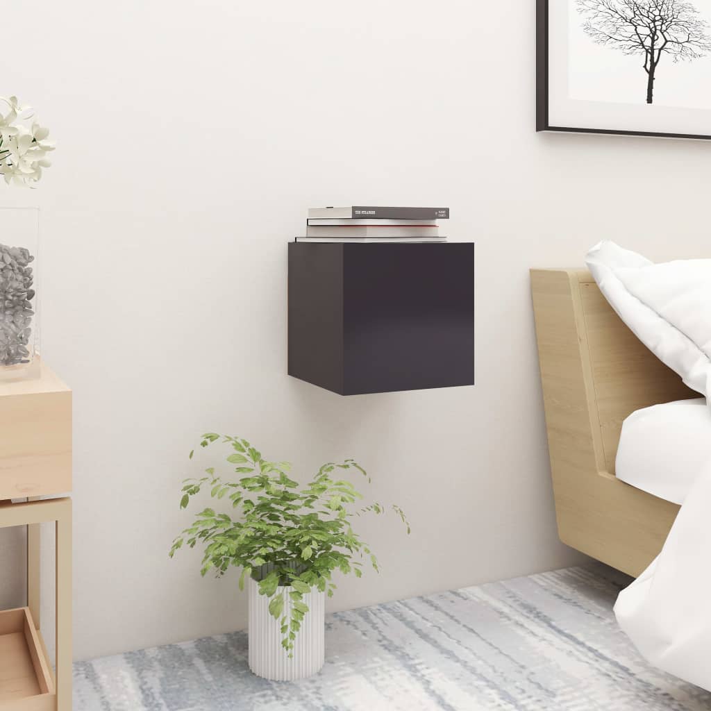 vidaXL Bedside Cabinet Grey 30.5x30x30 cm Engineered Wood