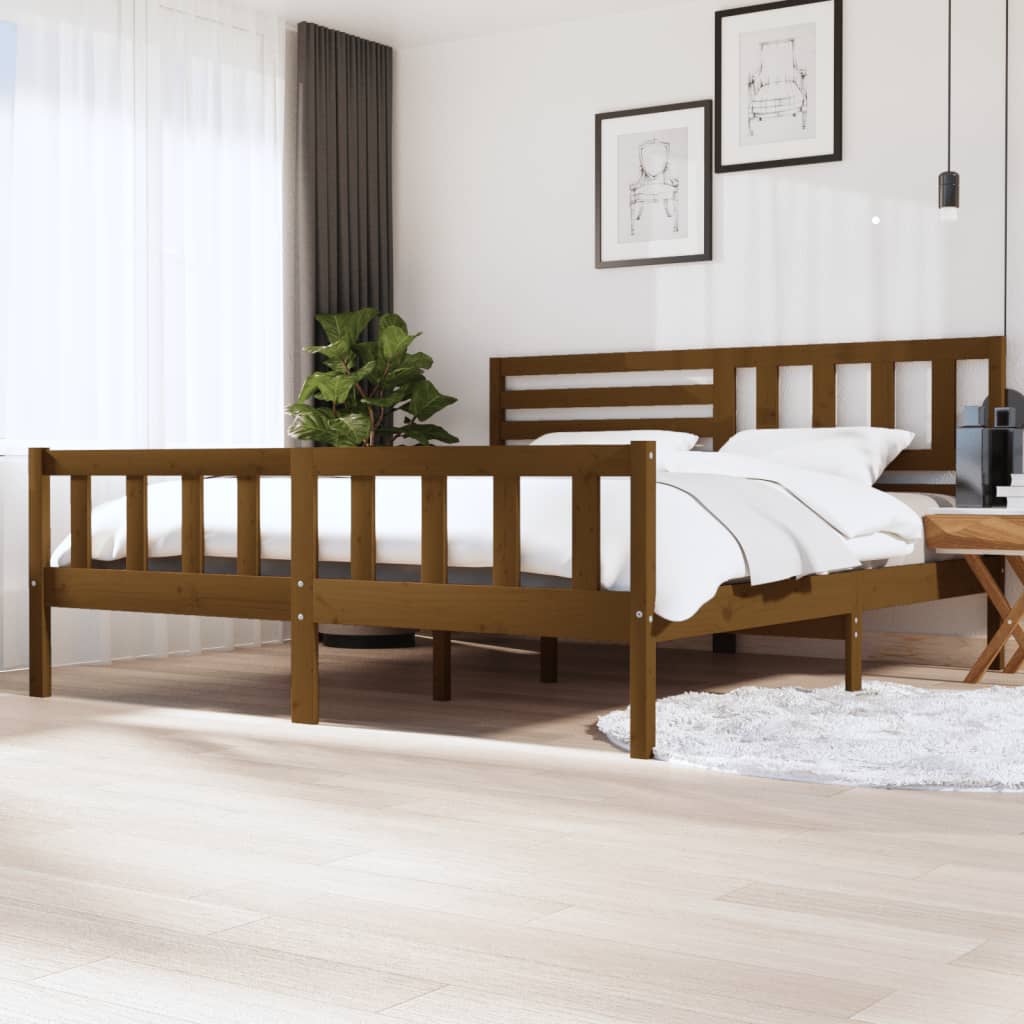 vidaXL Bed Frame Honey Brown Solid Wood 200x200 cm