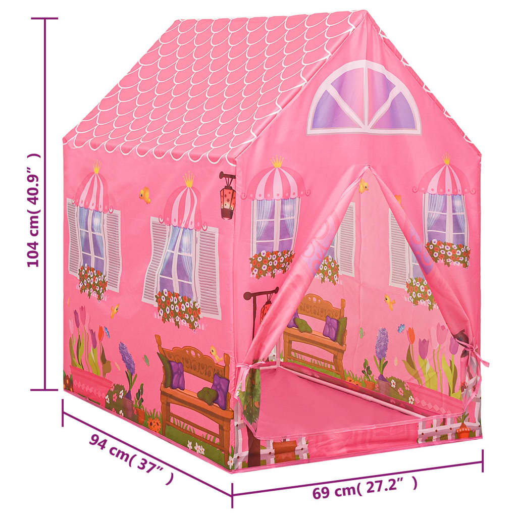 vidaXL Children Play Tent Pink 69x94x104 cm