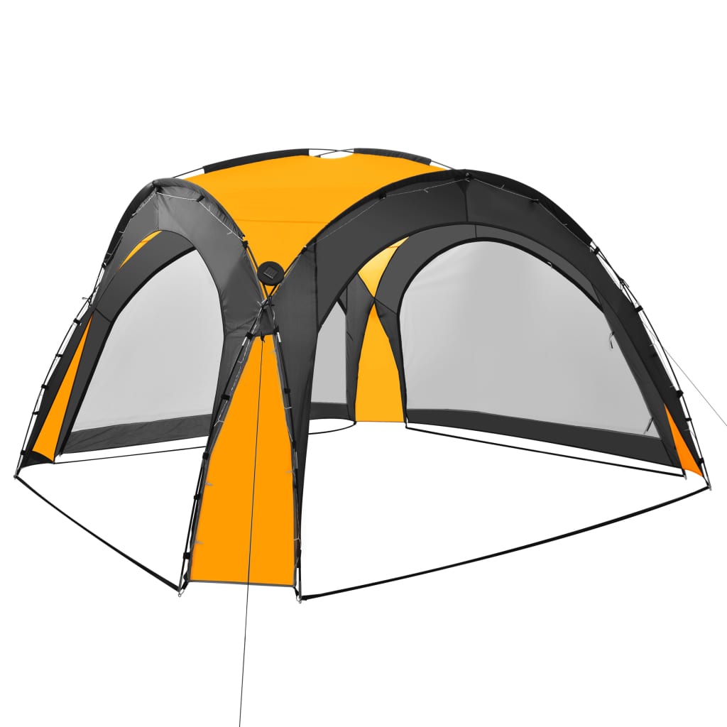vidaXL Party Tent with LED and 4 Sidewalls 3.6x3.6x2.3 m Yellow