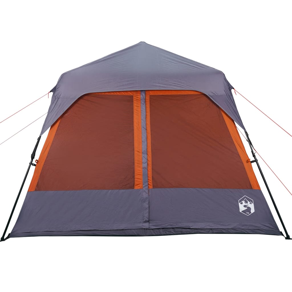 vidaXL Camping Tent 9-Person Grey and Orange Waterproof