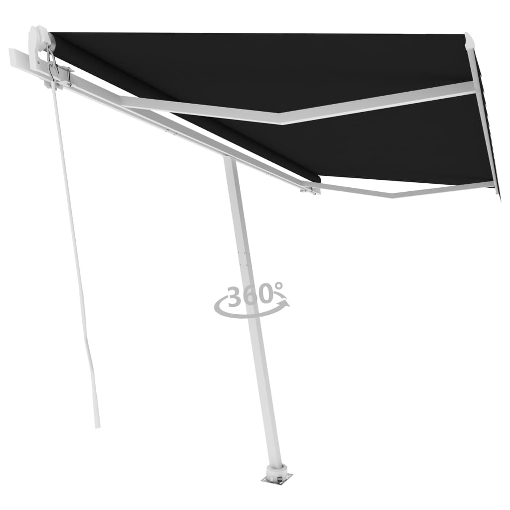 vidaXL Freestanding Manual Retractable Awning 450x350 cm Anthracite