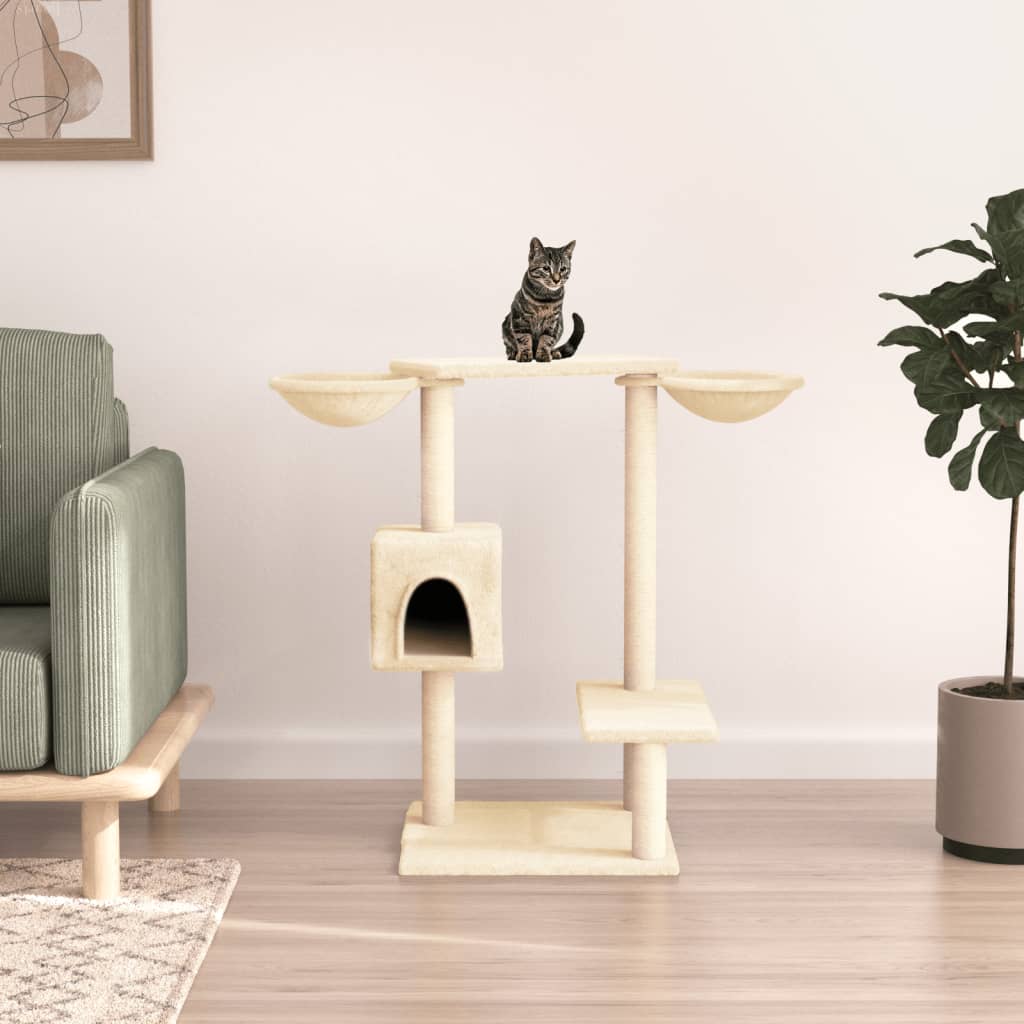 vidaXL Cat Tree with Scratching Posts Cream 82 cm