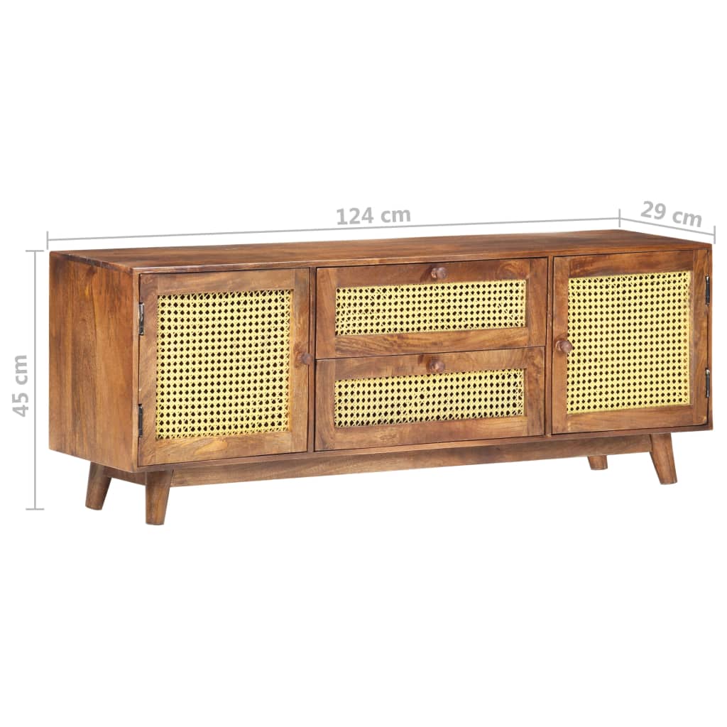 vidaXL TV Cabinet 124x29x45 cm Solid Mango Wood