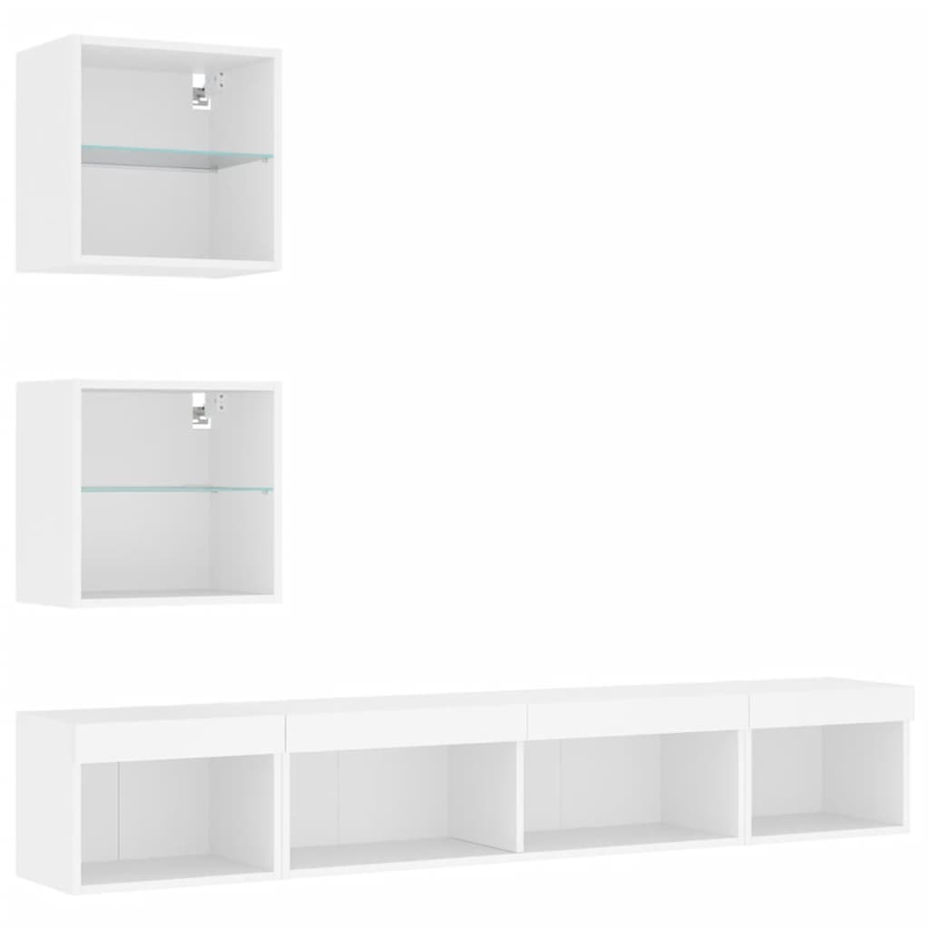 vidaXL 5 Piece TV Wall Units with LED White Engineered Wood