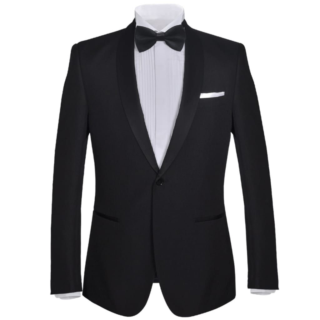 vidaXL Men's Two Piece Black Tie Dinner Suit/Smoking Tuxedo Size 46 Black