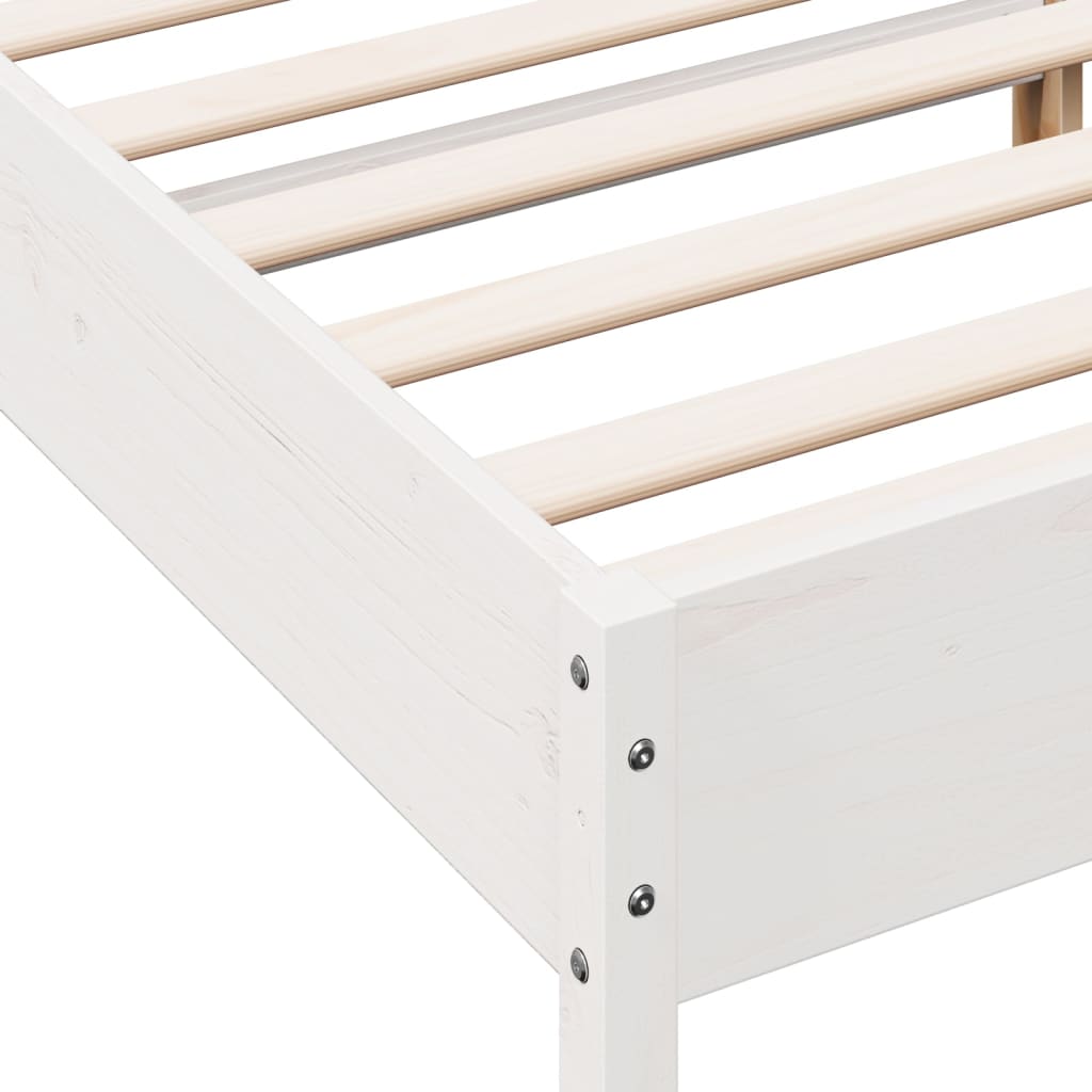 vidaXL Bed Frame with Headboard White 180x200 cm Super King Solid Wood Pine