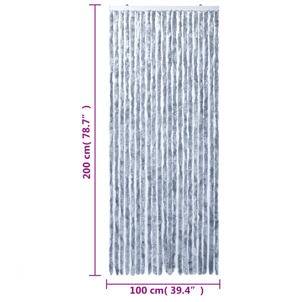 vidaXL Fly Curtain Silver 100x200 cm Chenille