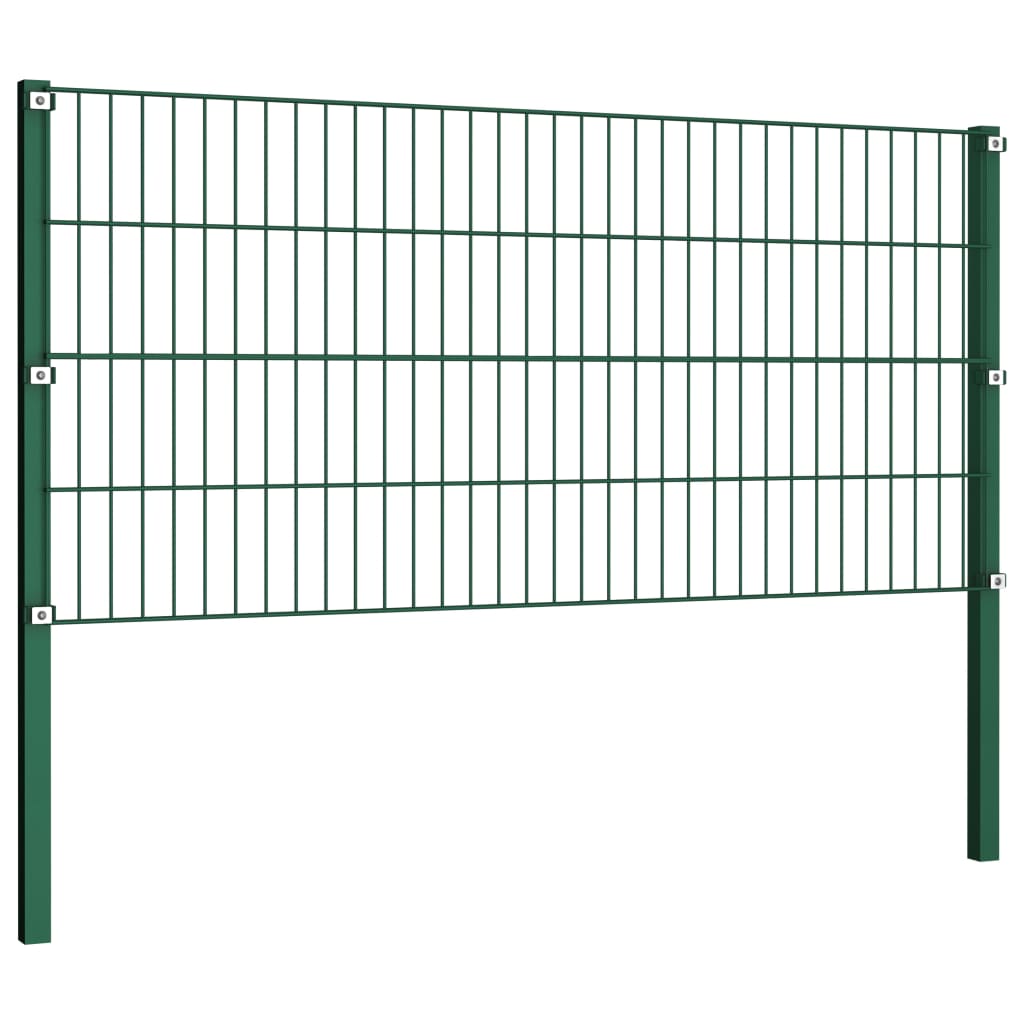 vidaXL Fence Panel with Posts Iron 3.4x0.8 m Green