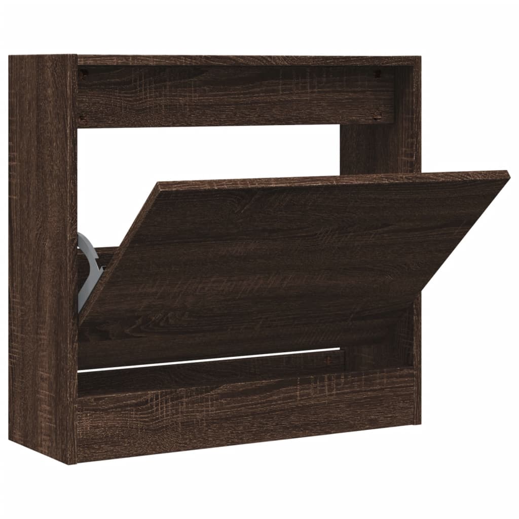 vidaXL Shoe Cabinet Brown Oak 60x21x57 cm Engineered Wood