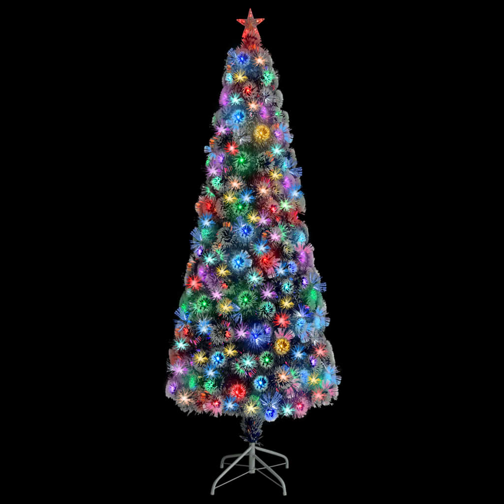 vidaXL Artificial Pre-lit Christmas Tree White&Blue 210 cm Fibre Optic