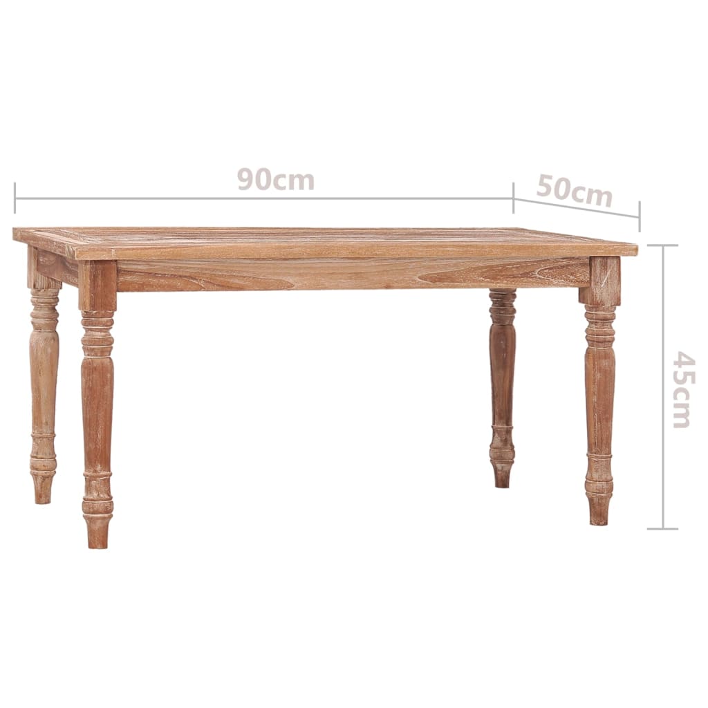 vidaXL Batavia Coffee Table 90x50x45 cm White Wash Solid Teak Wood