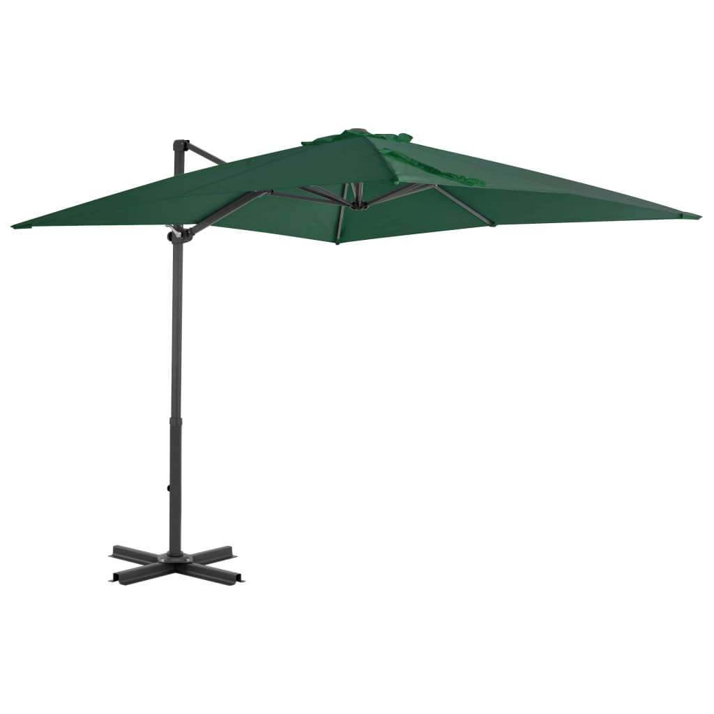 vidaXL Cantilever Umbrella with Aluminium Pole Green 250x250 cm