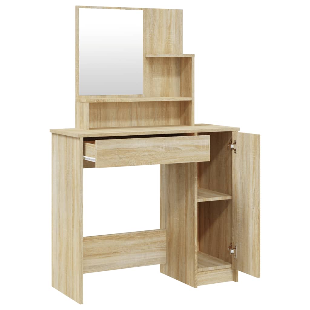 vidaXL Dressing Table with Mirror Sonoma Oak 86.5x35x136 cm