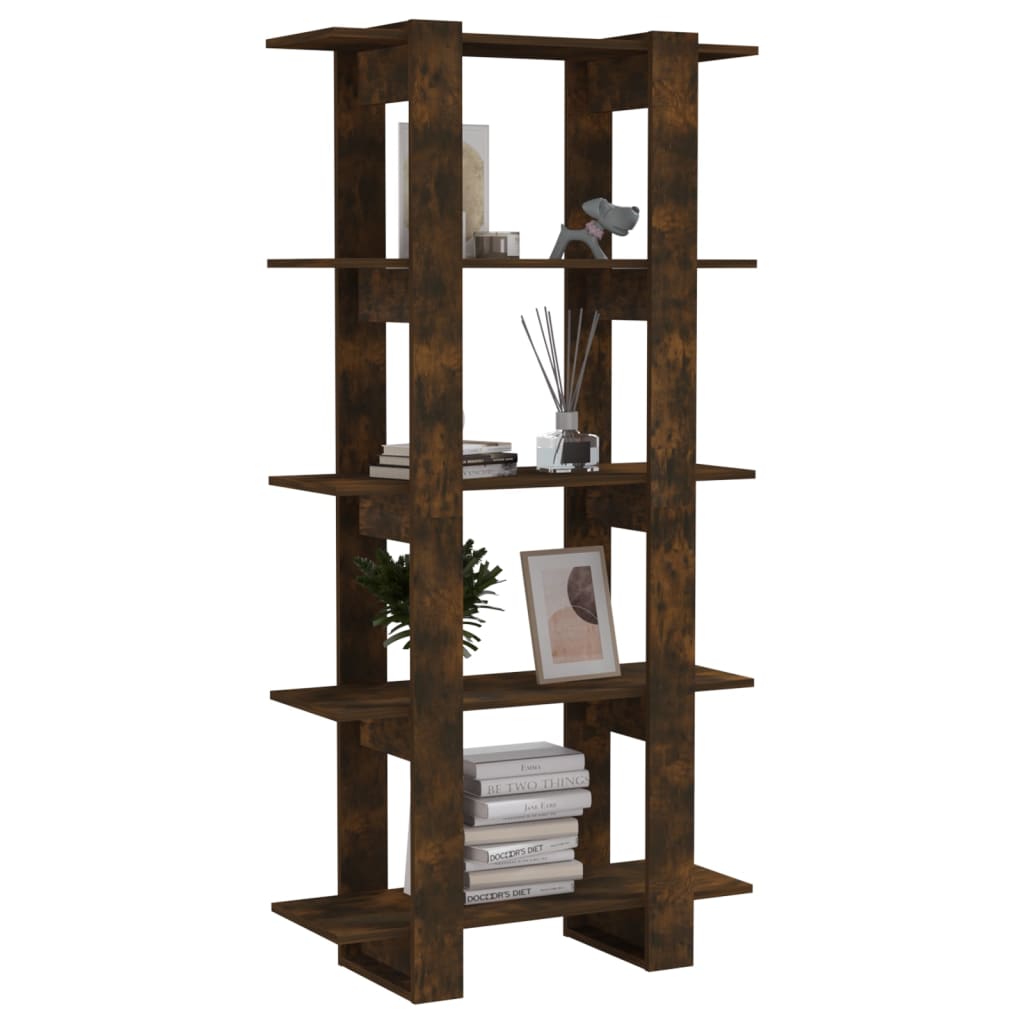 vidaXL Book Cabinet/Room Divider Smoked Oak 80x30x160 cm Engineered Wood