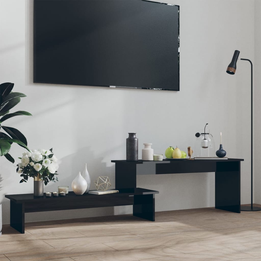 vidaXL TV Cabinet High Gloss Black 180x30x43 cm Engineered Wood