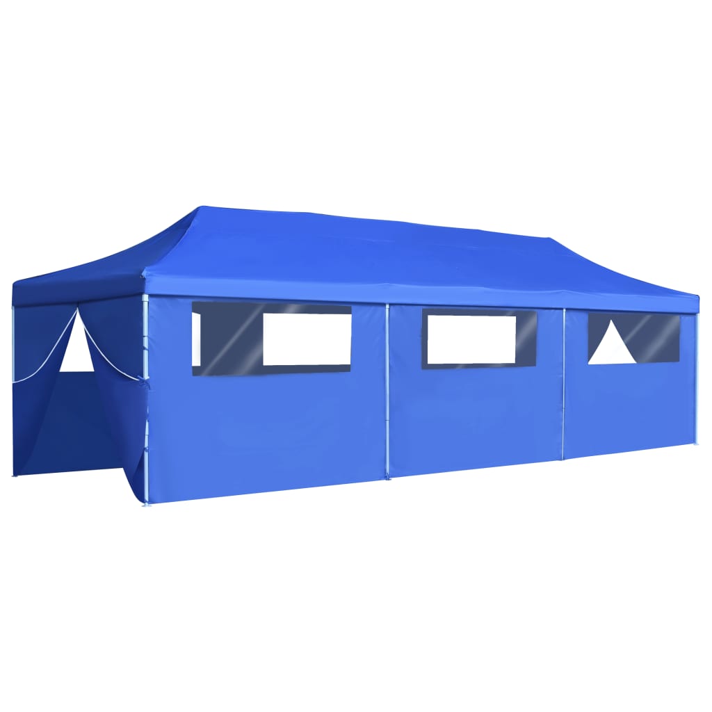 vidaXL Folding Pop-up Party Tent with 8 Sidewalls 3x9 m Blue