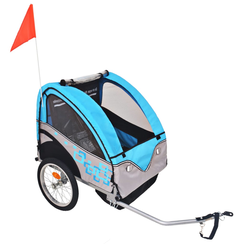 vidaXL Bike Trailer Grey and Blue 30 kg