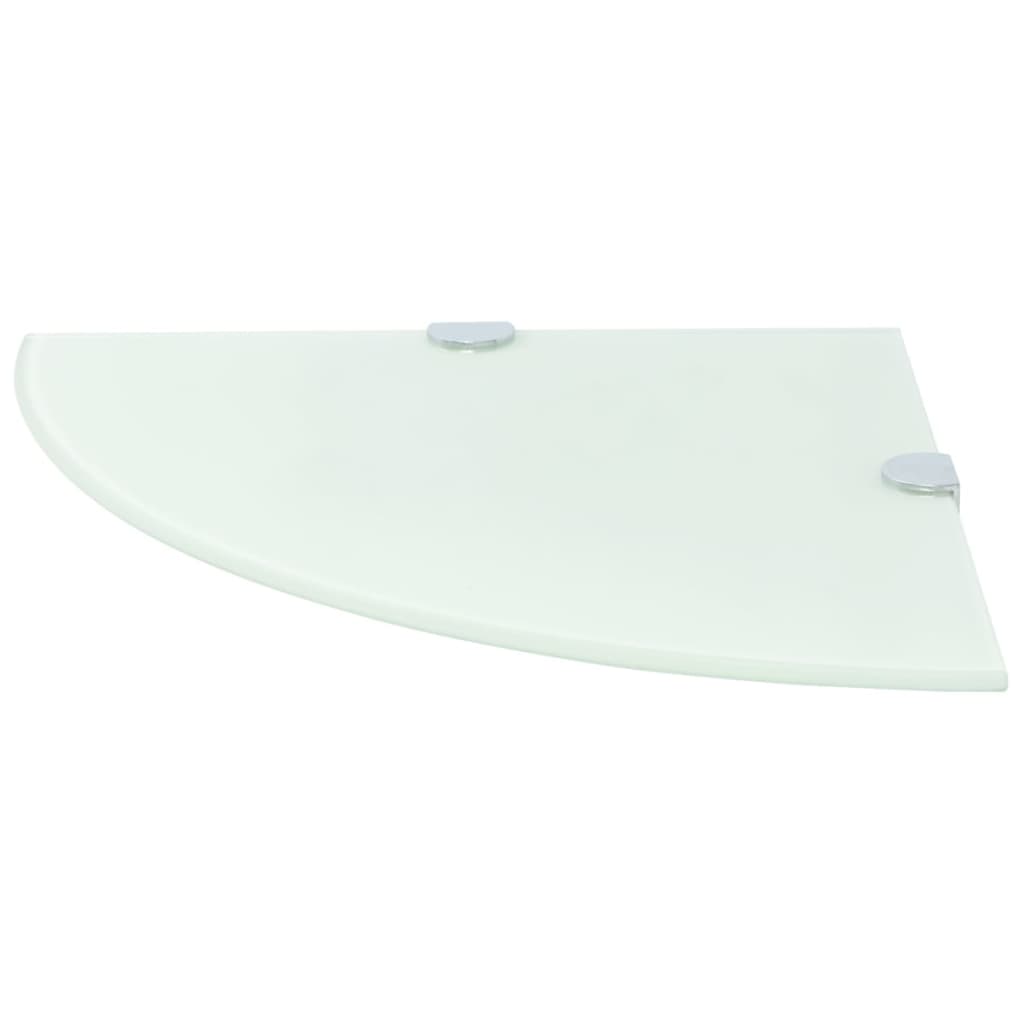 vidaXL Corner Shelf with Chrome Supports Glass White 25x25 cm