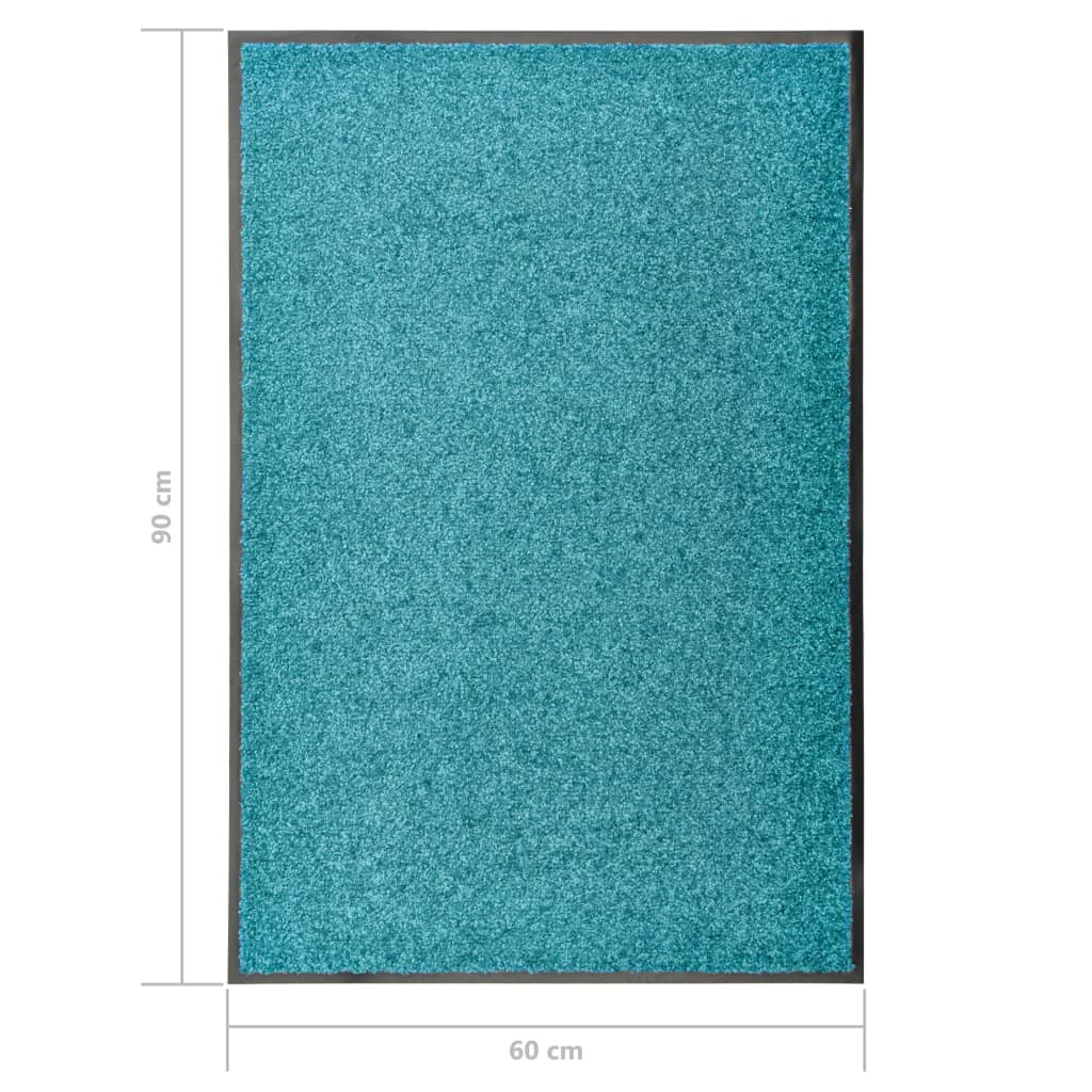 vidaXL Doormat Washable Cyan 60x90 cm