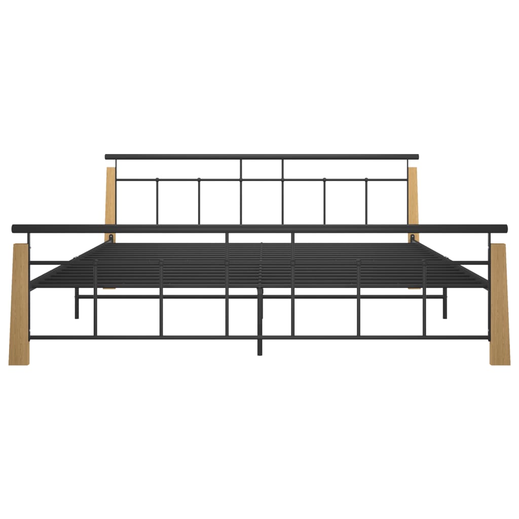vidaXL Bed Frame Metal and Solid Oak Wood 200x200 cm