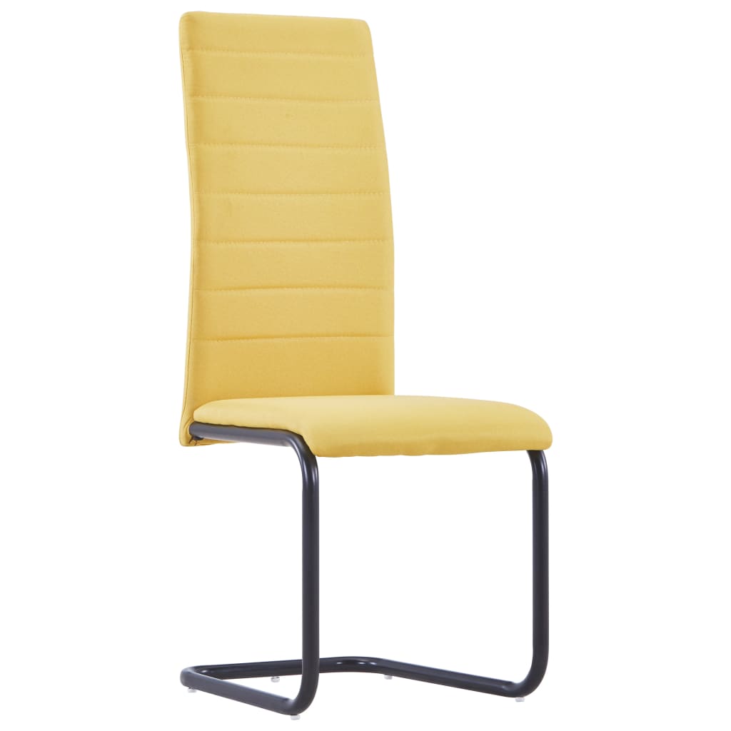 vidaXL Cantilever Dining Chairs 4 pcs Yellow Fabric