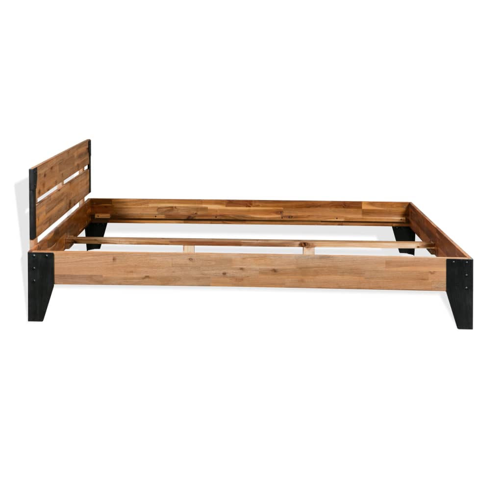 vidaXL Bed Frame Solid Acacia Wood Steel 193x203 cm