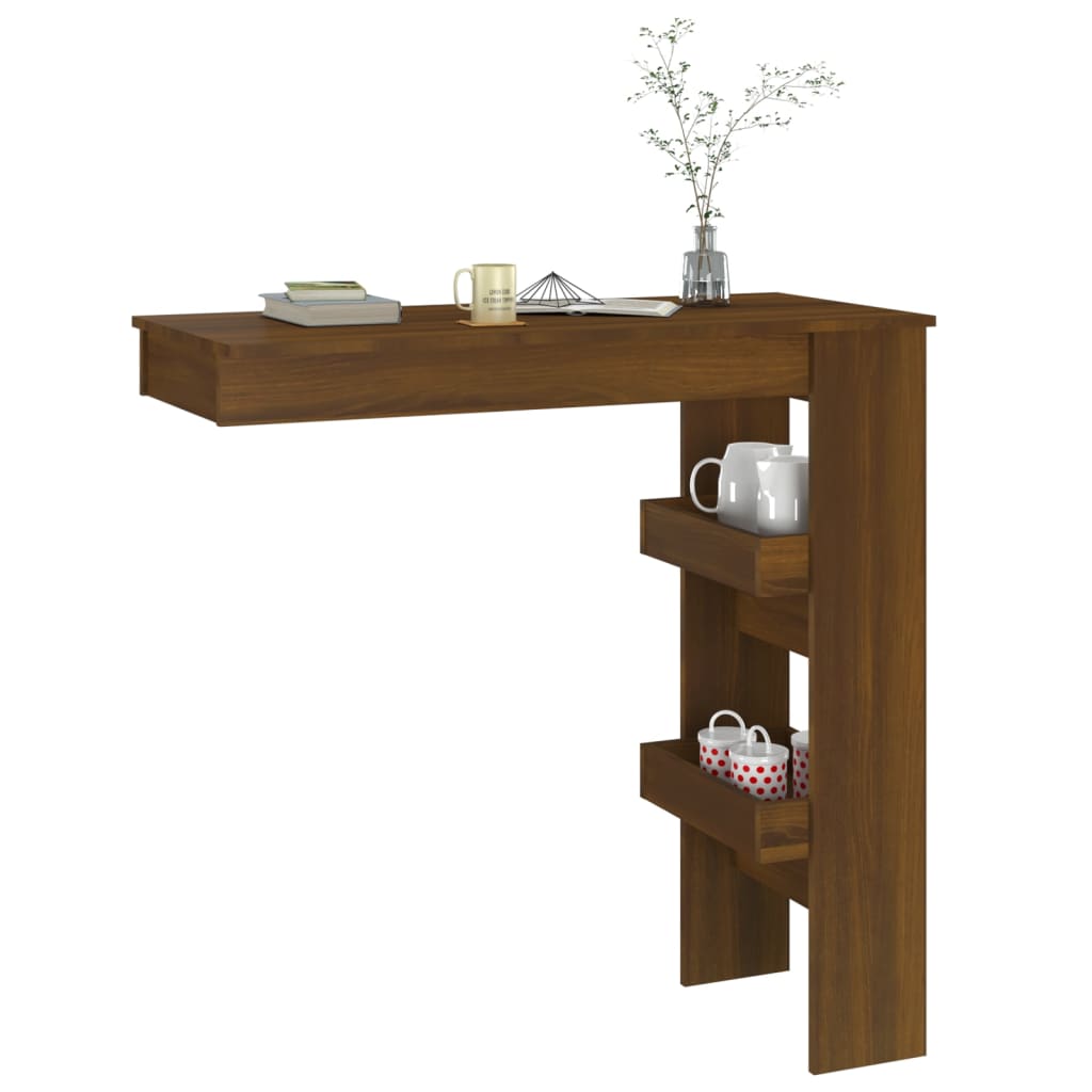 vidaXL Wall Bar Table Brown Oak 102x45x103.5 cm Engineered Wood