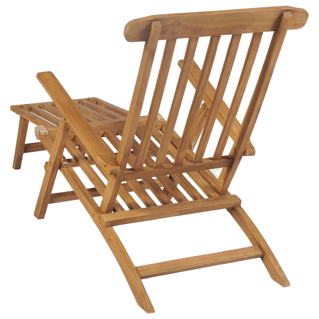 vidaXL Deck Chairs with Footrests 2 pcs Solid Teak Wood
