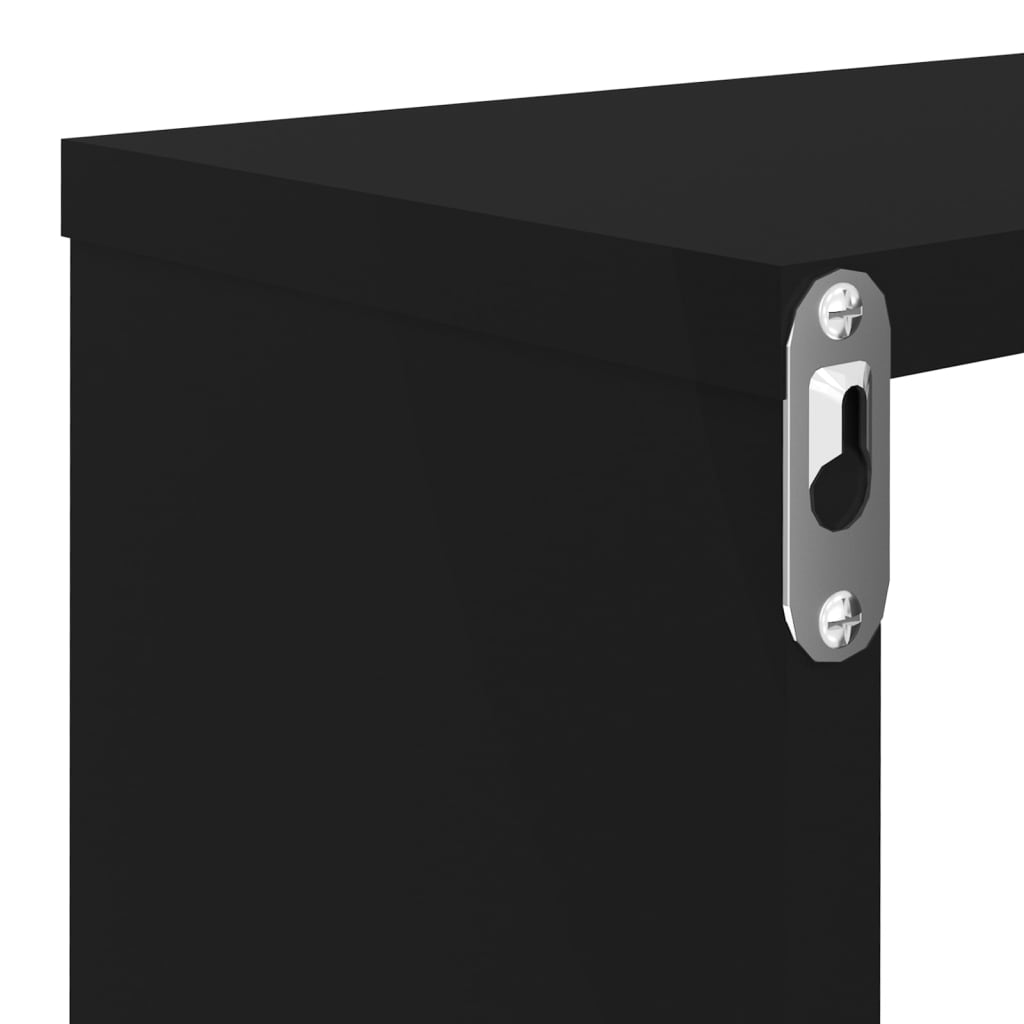 vidaXL Wall Cube Shelf 6 pcs High Gloss Black 80x15x26.5cm Engineered Wood