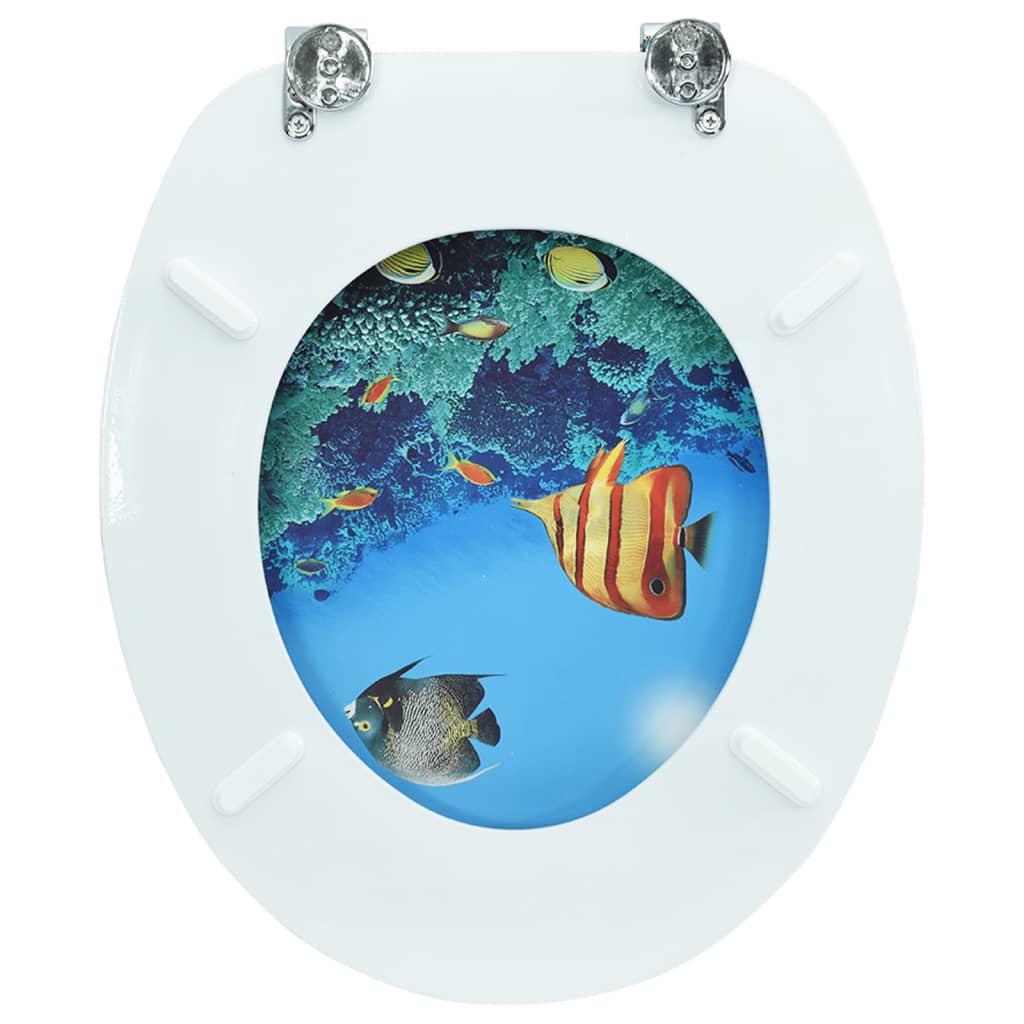 vidaXL WC Toilet Seat with Lid MDF Deep Sea Design