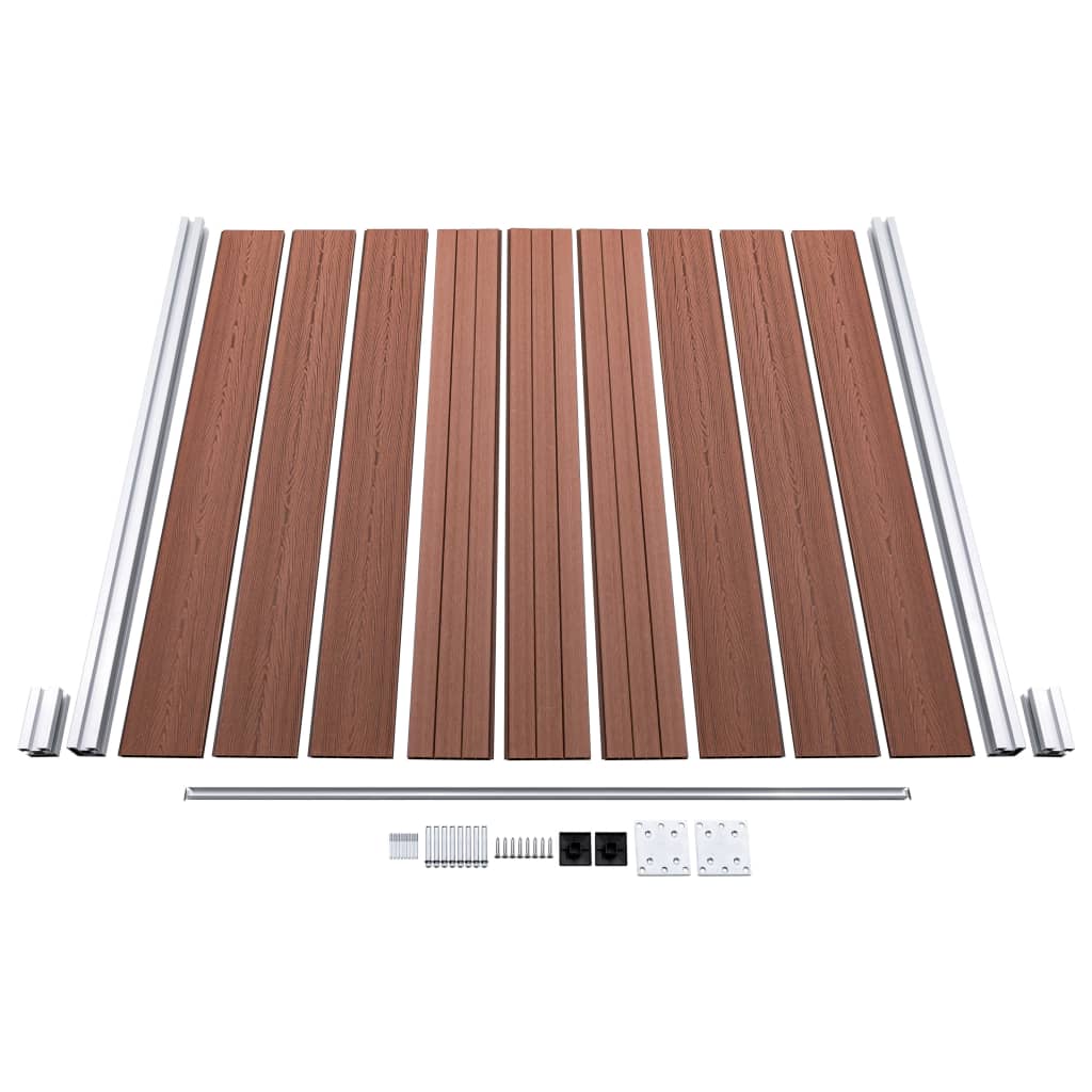 vidaXL WPC Fence Set 10 Square + 1 Slanted 1830x186 cm Brown