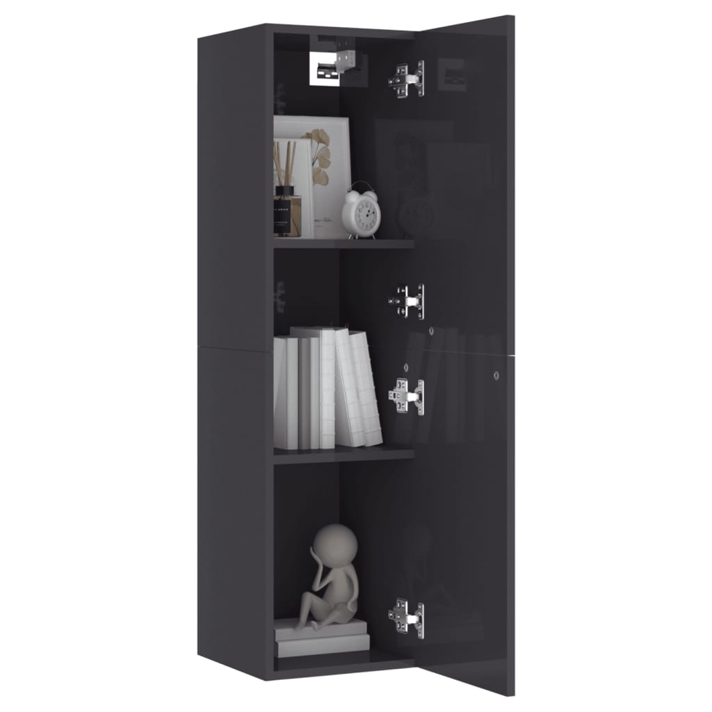 vidaXL TV Cabinet High Gloss Grey 30.5x30x110 cm Engineered Wood