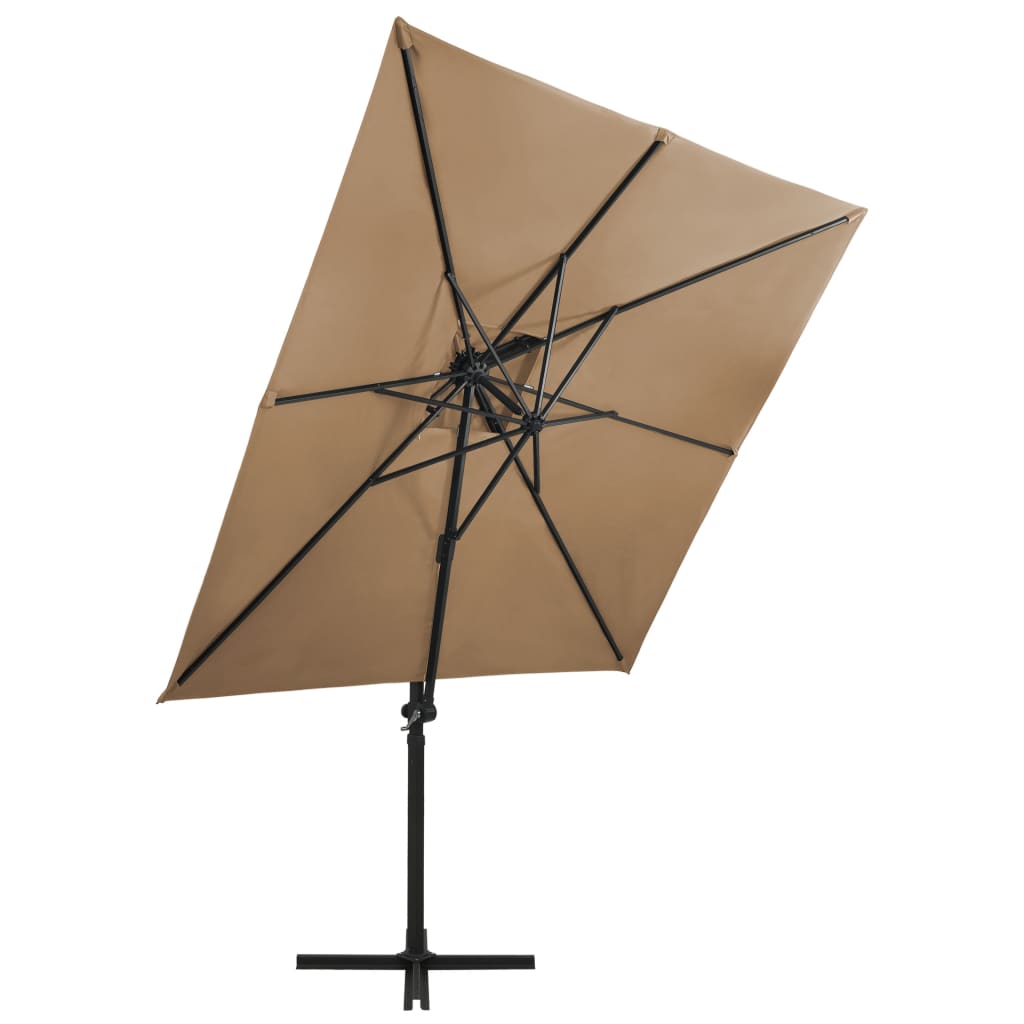 vidaXL Cantilever Umbrella with Double Top 250x250 cm Taupe