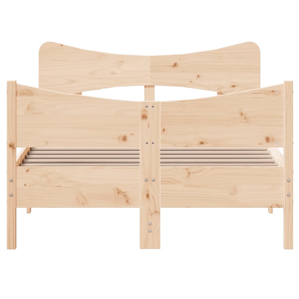 vidaXL Bed Frame with Headboard 120x200 cm Solid Wood Pine