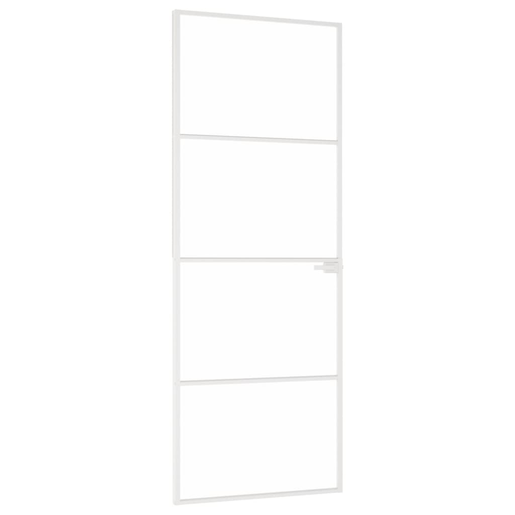 vidaXL Interior Door White 76x201.5 cm Tempered Glass&Aluminium Slim