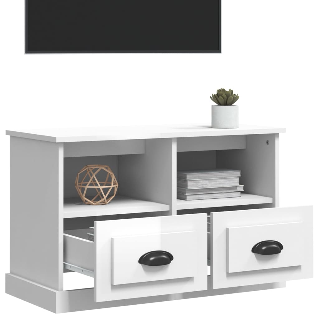 vidaXL TV Cabinet High Gloss White 80x35x50 cm Engineered Wood