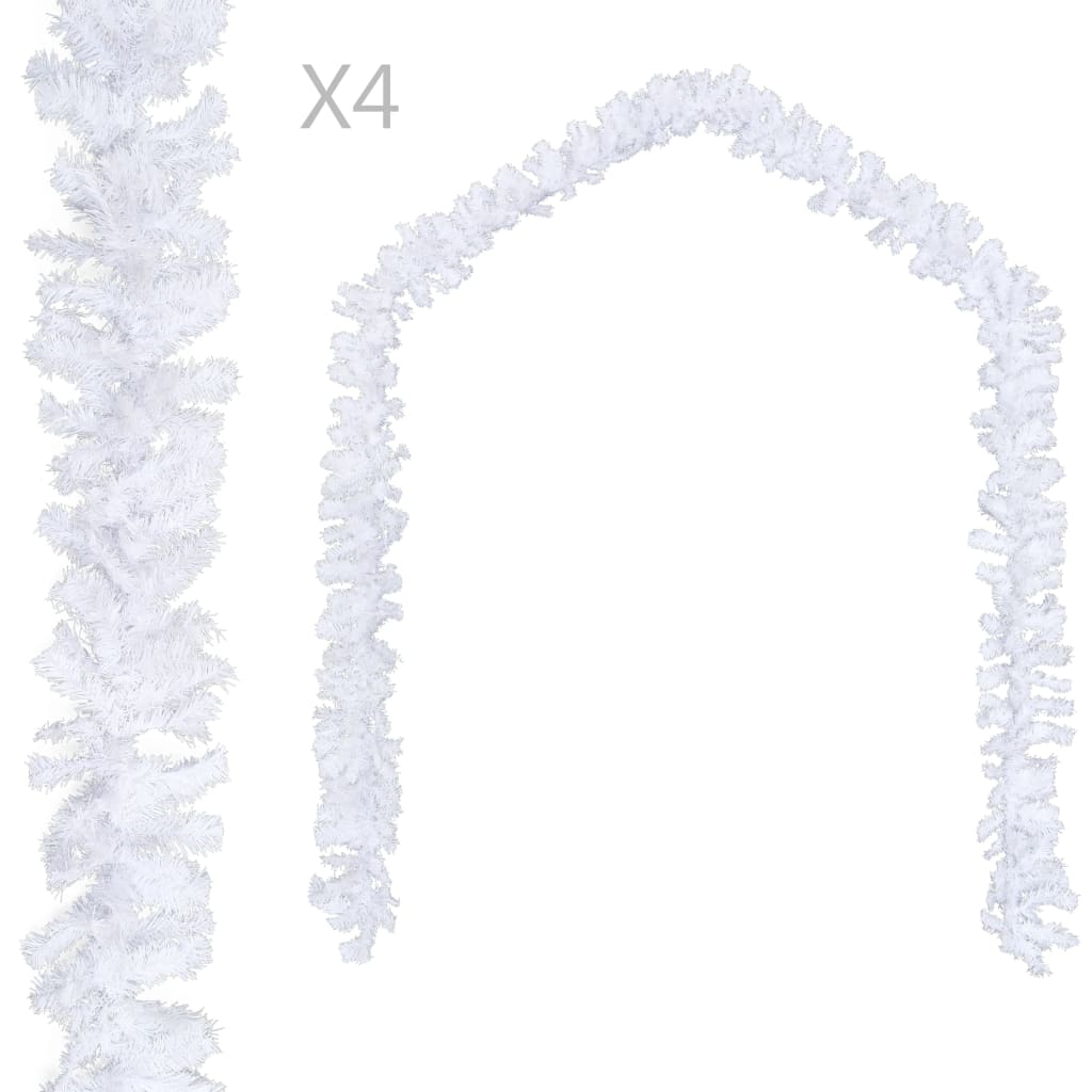 vidaXL Christmas Garlands 4 pcs White 270 cm PVC