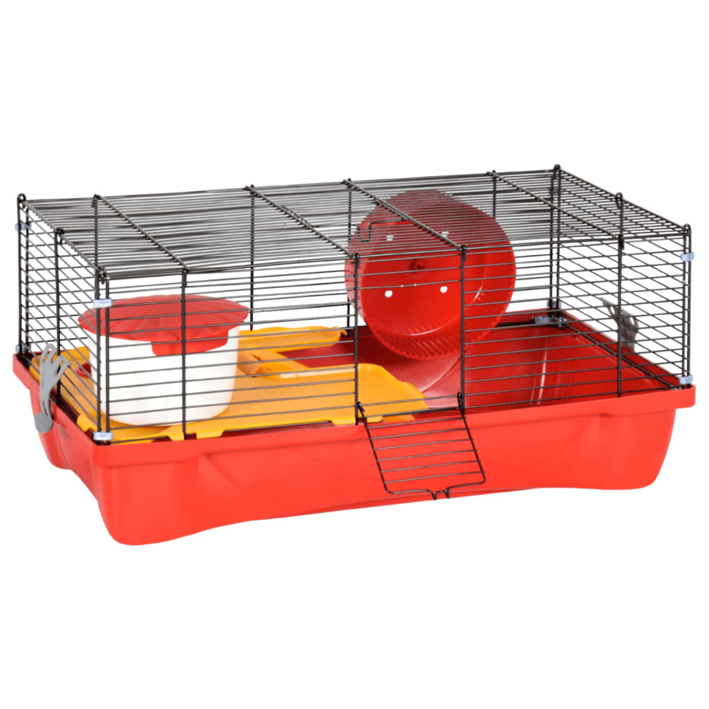 vidaXL Hamster Cage Red 58x32x36 cm Polypropylene and Metal vidaXL