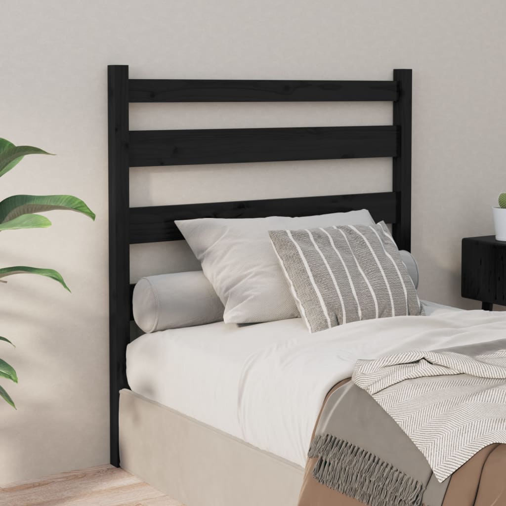 vidaXL Bed Headboard Black 81x4x100 cm Solid Wood Pine