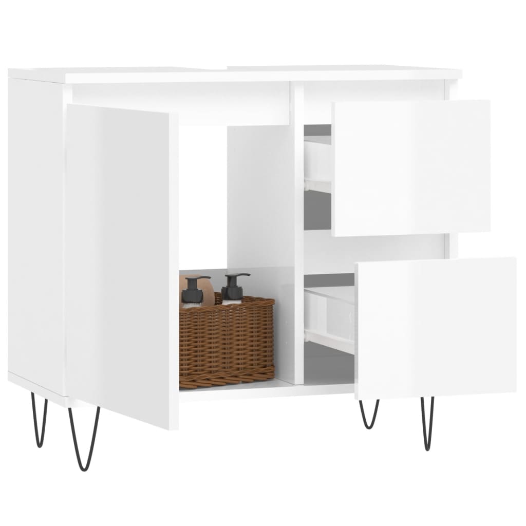 vidaXL Bathroom Cabinet High Gloss White 65x33x60 cm Engineered Wood