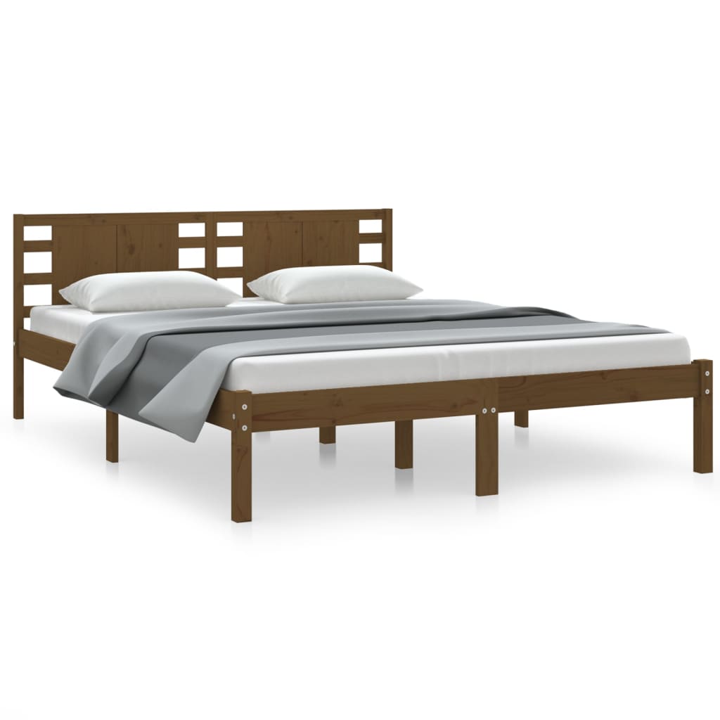 vidaXL Bed Frame Honey Brown Solid Wood 150x200 cm King Size