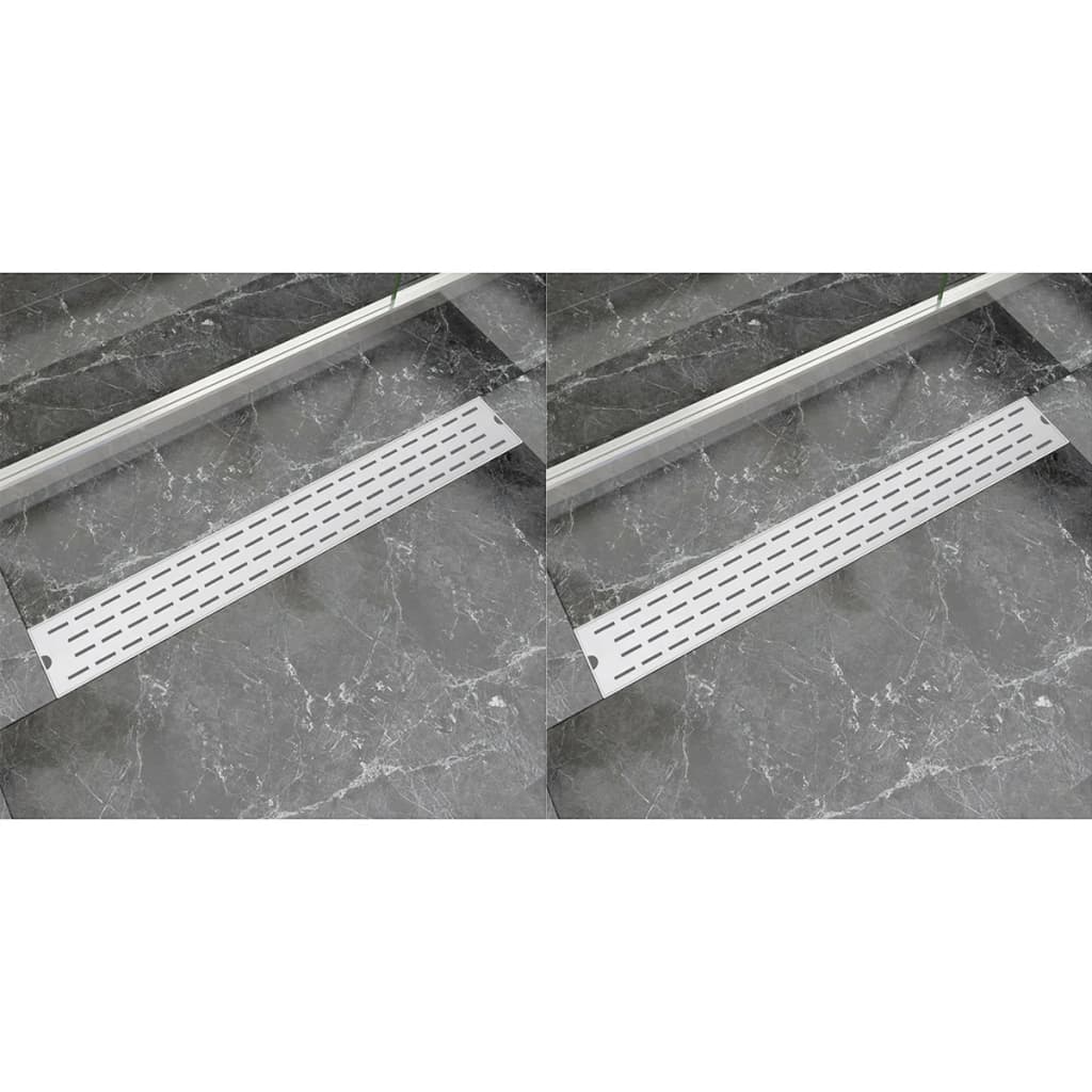 vidaXL Linear Shower Drain 2 pcs Line 830x140 mm Stainless Steel