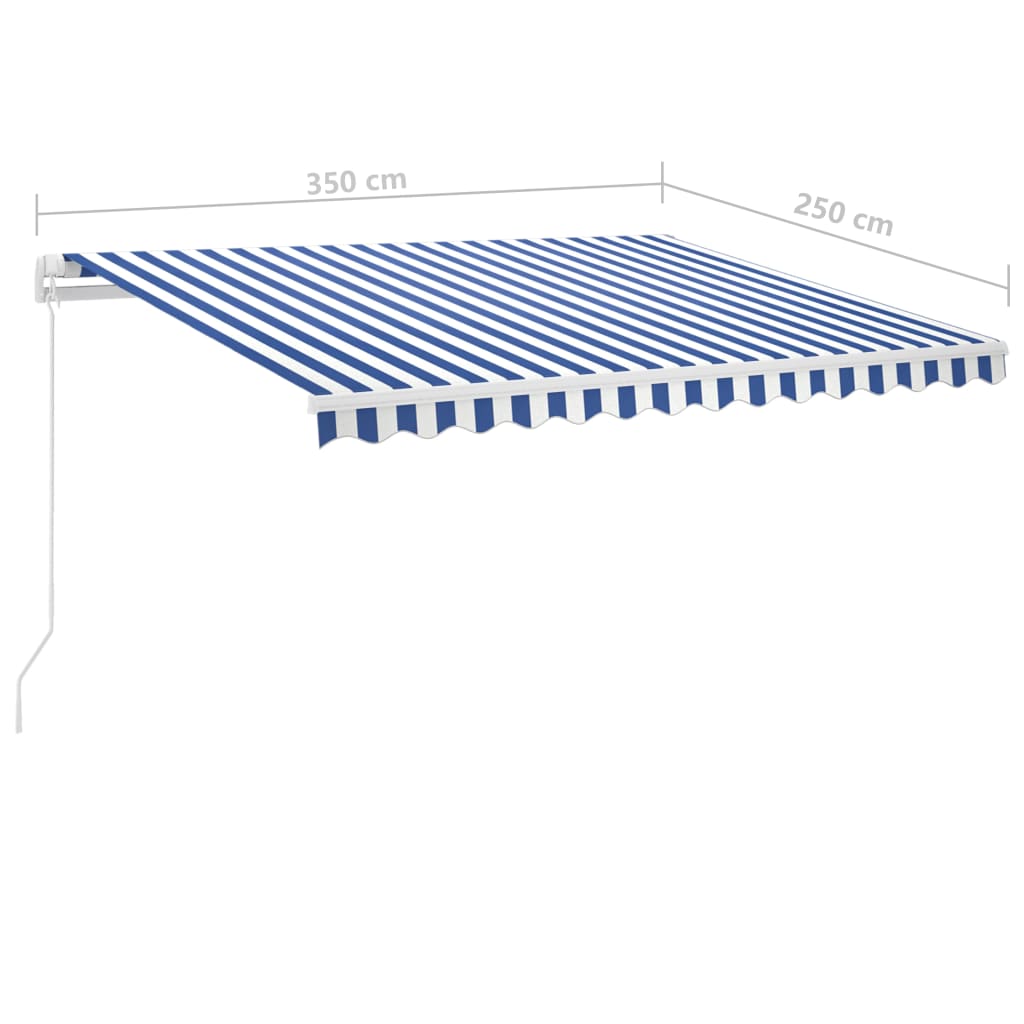 vidaXL Freestanding Manual Retractable Awning 350x250 cm Blue/White
