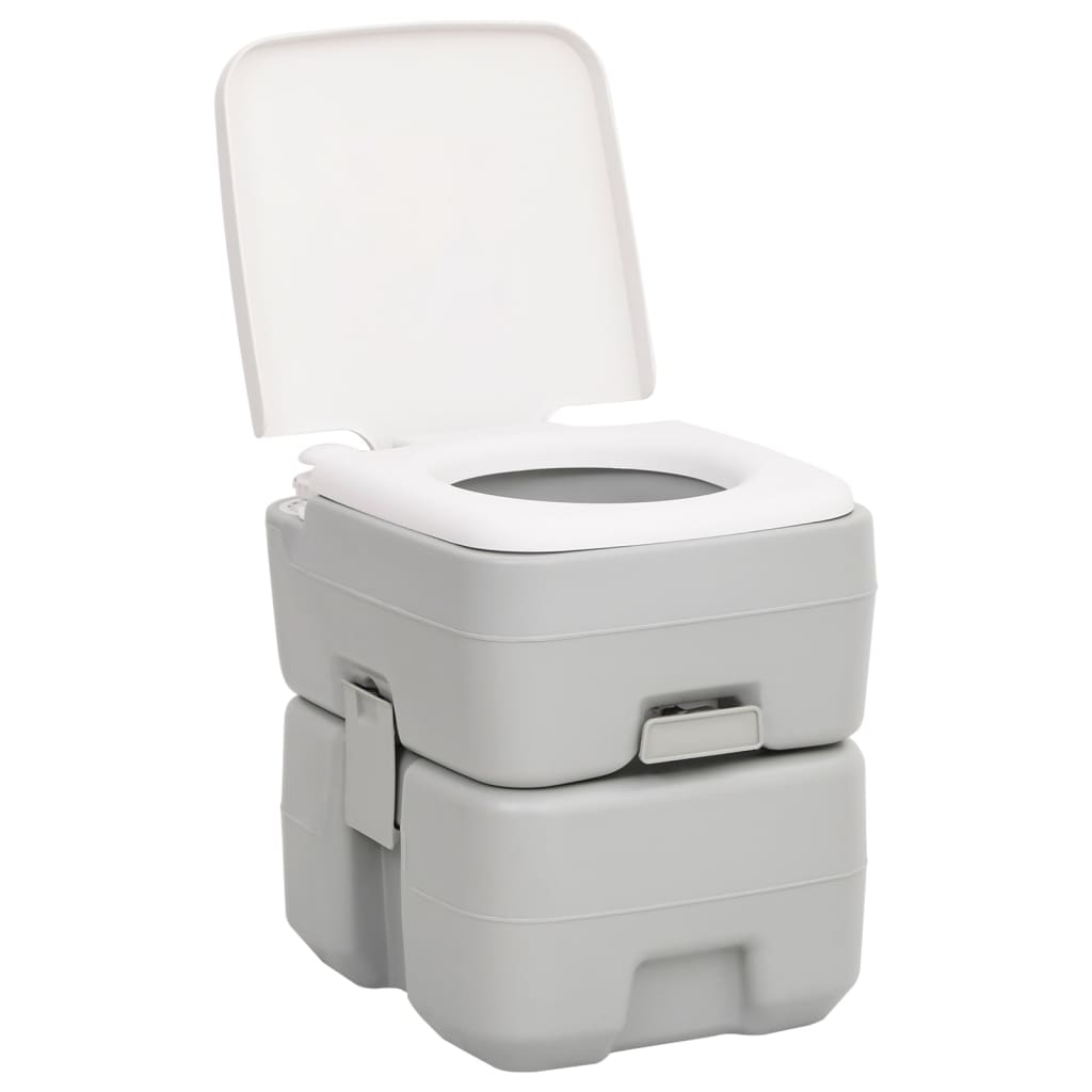 vidaXL Portable Camping Toilet Grey and White 20+10 L HDPE