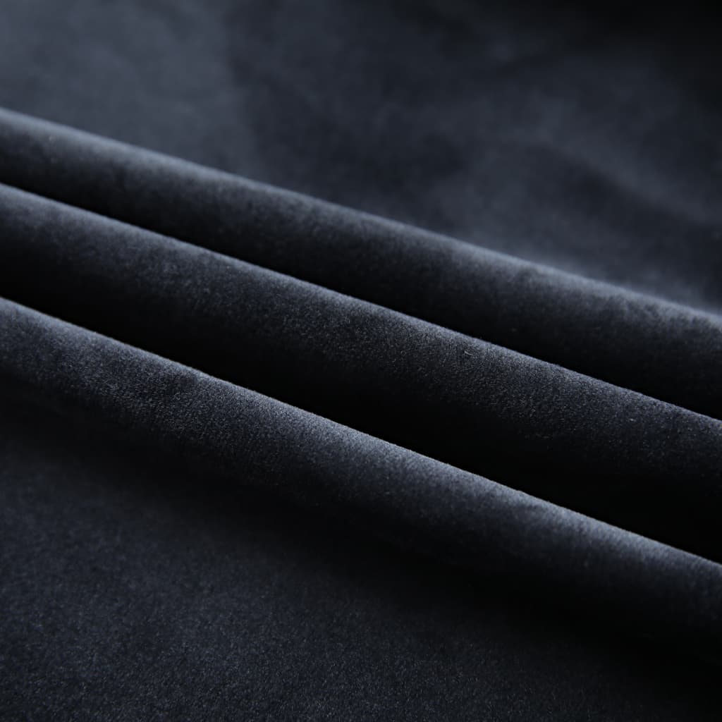 vidaXL Blackout Curtains 2 pcs with Hooks Velvet Black 140x175 cm