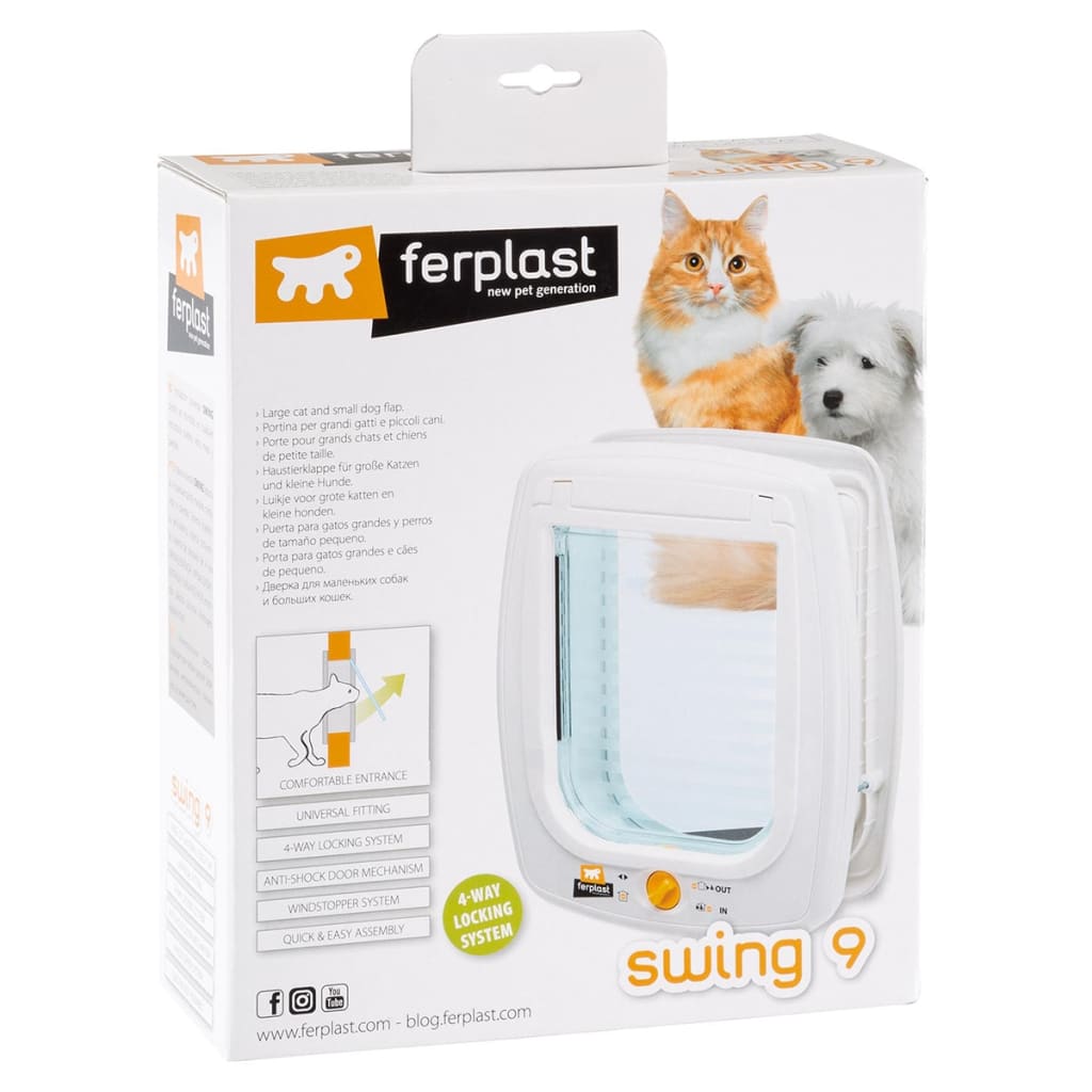 Ferplast 4-Way Manual Cat Flap Swing 9 SET White 72105011