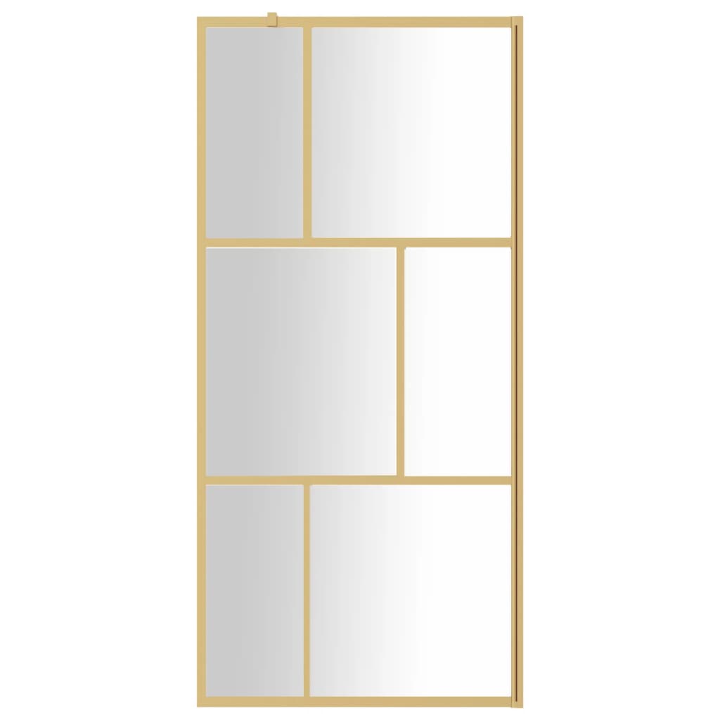 vidaXL Walk-in Shower Wall with Clear ESG Glass Gold 90x195 cm