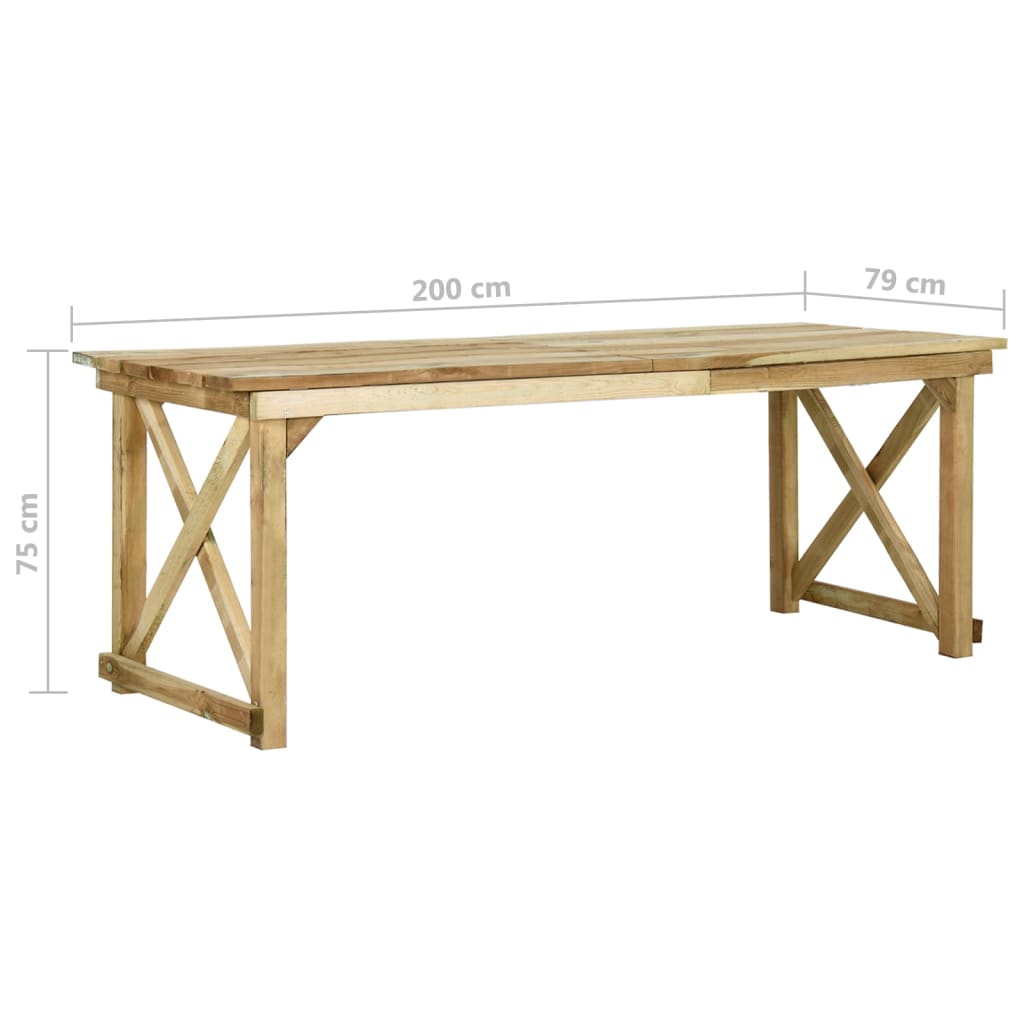 vidaXL Garden Table 200x79x75 cm Impregnated Pinewood